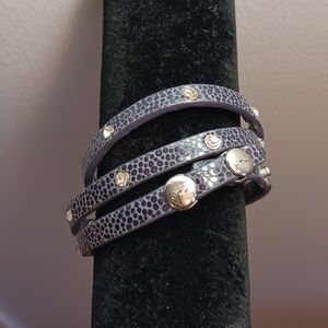 Chloe & Isabel Leather Bracelet, Violet W/ Rhinestones + Studs; Out Of Business